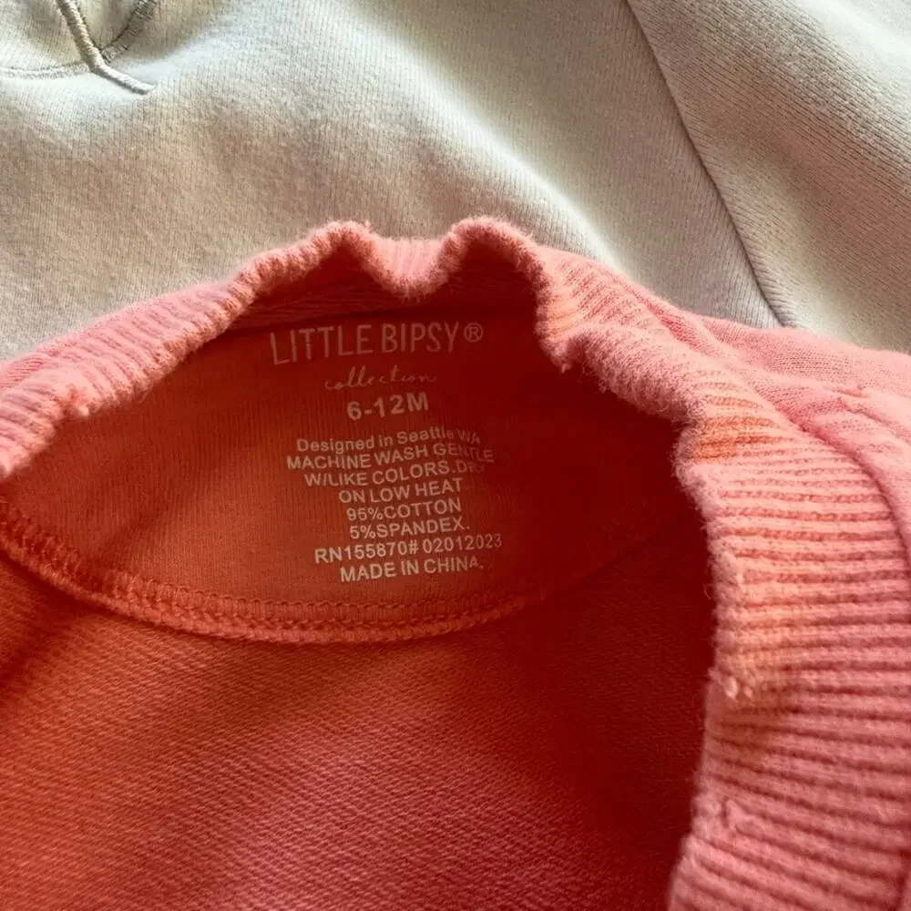 Little Bipsy Lot of 3 Baby Girl Sweatshirts Size 6-12 Months